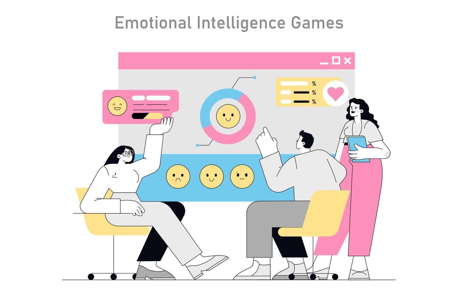Gamification In Psychotherapy. Flat Illustration vector