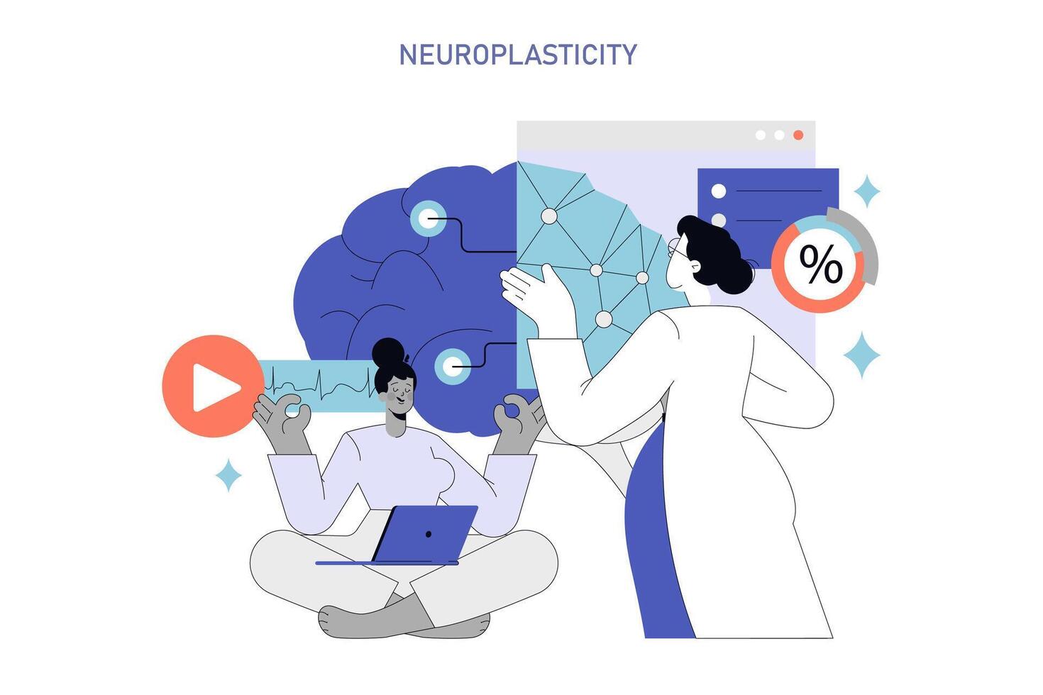 Neuroplasticity. Flat Illustration vector