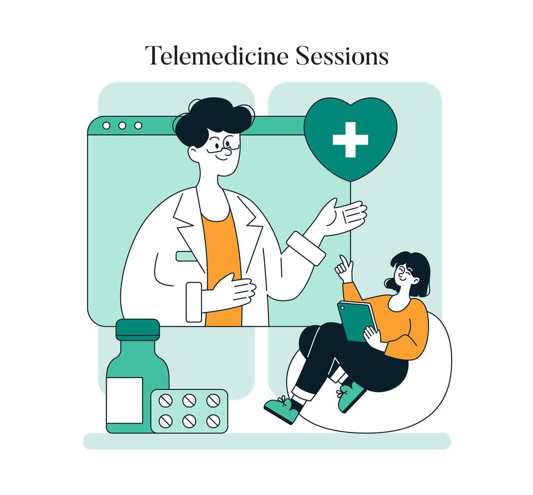 Tech Enabled Health. Flat Illustration vector