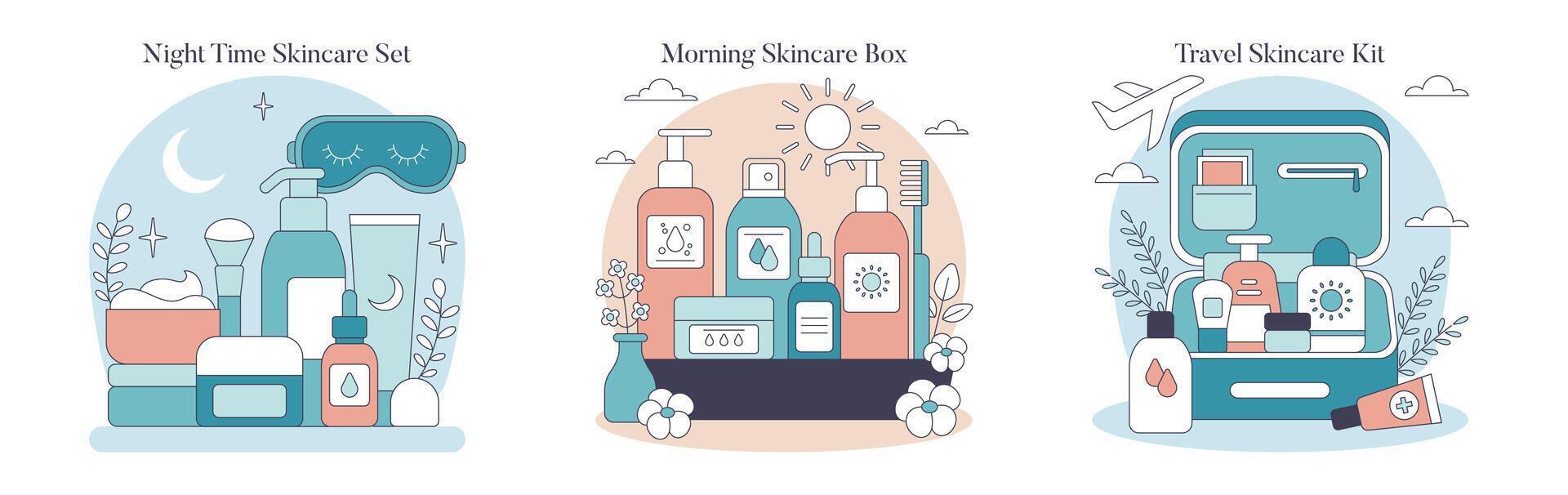 Skincare Toolboxes. Flat Illustration vector