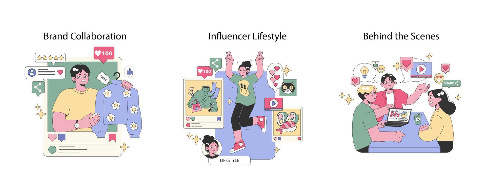 Social Influencers. Flat Illustration vector