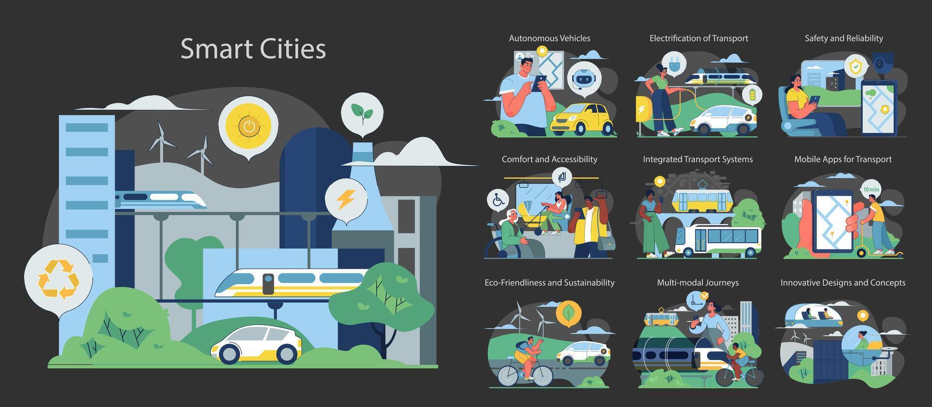 Urban Transportation Methods set. vector