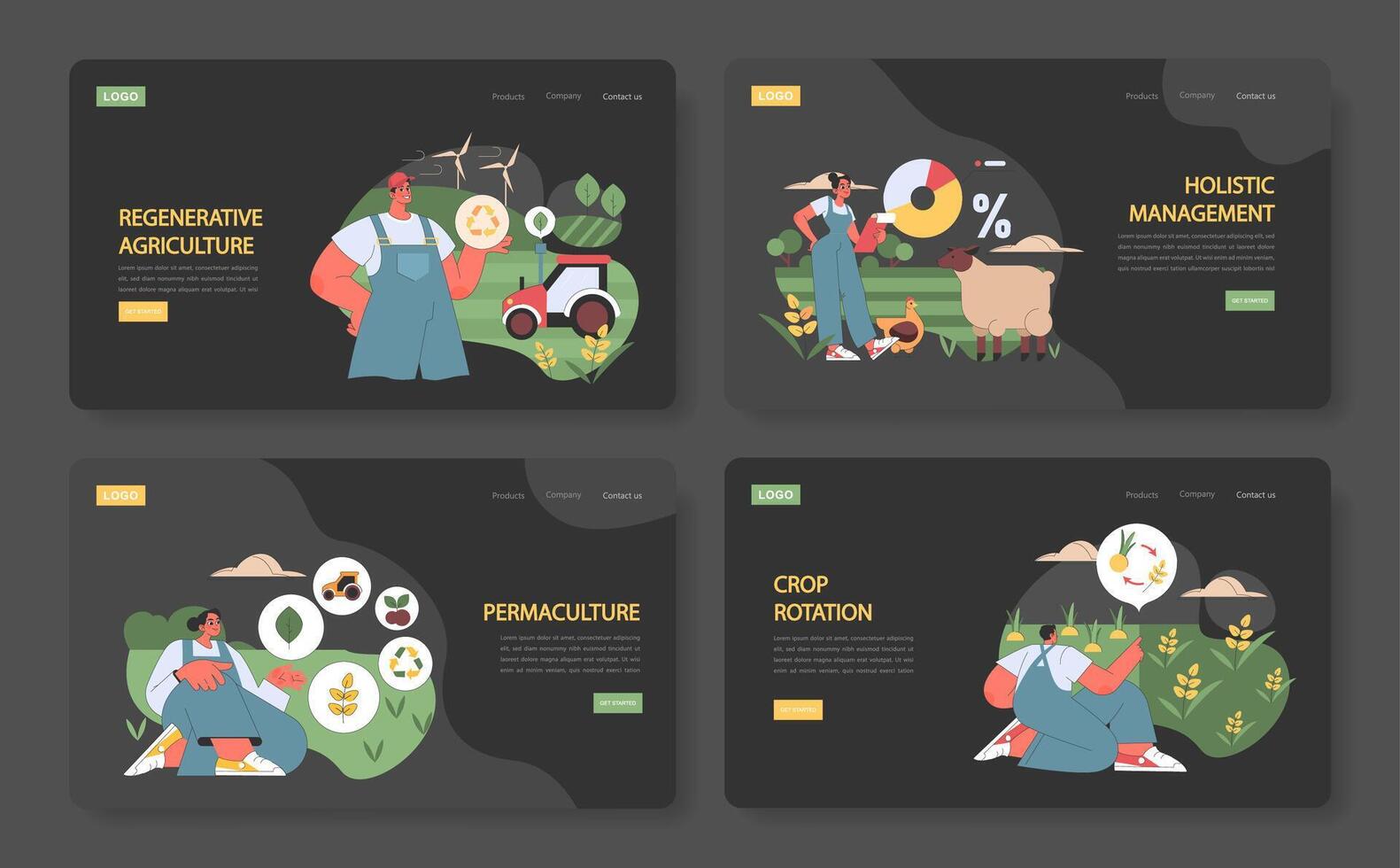Regenerative Agriculture framework set. vector