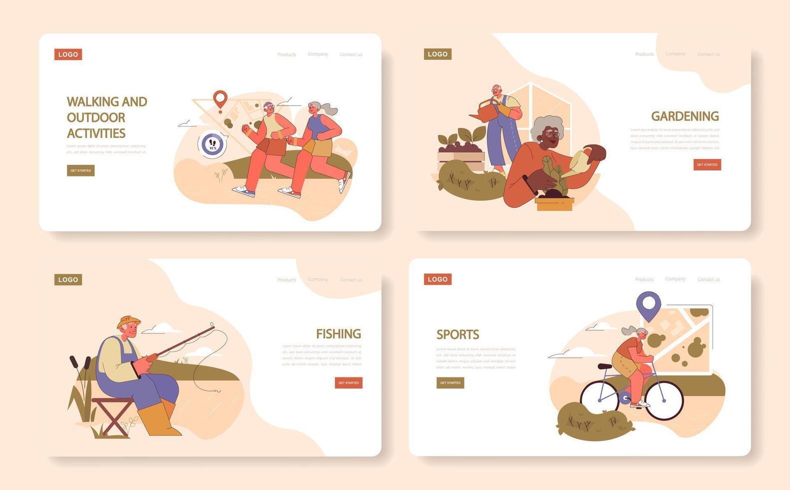 Retirees' Activities set. vector