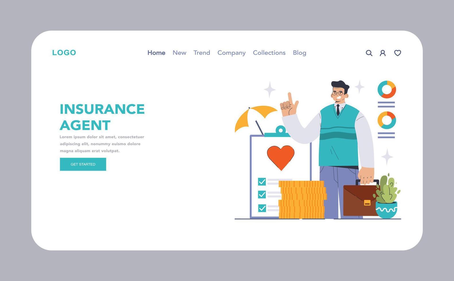 Insurance Agent concept. Flat illustration vector