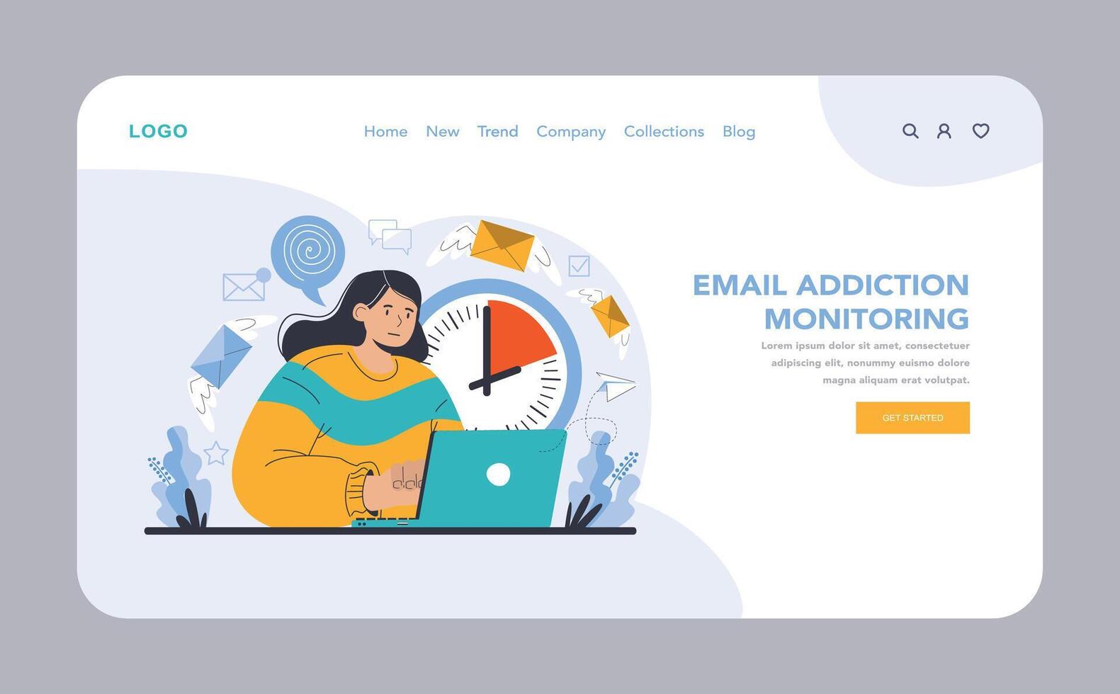 Internet addiction concept. Flat illustration. vector