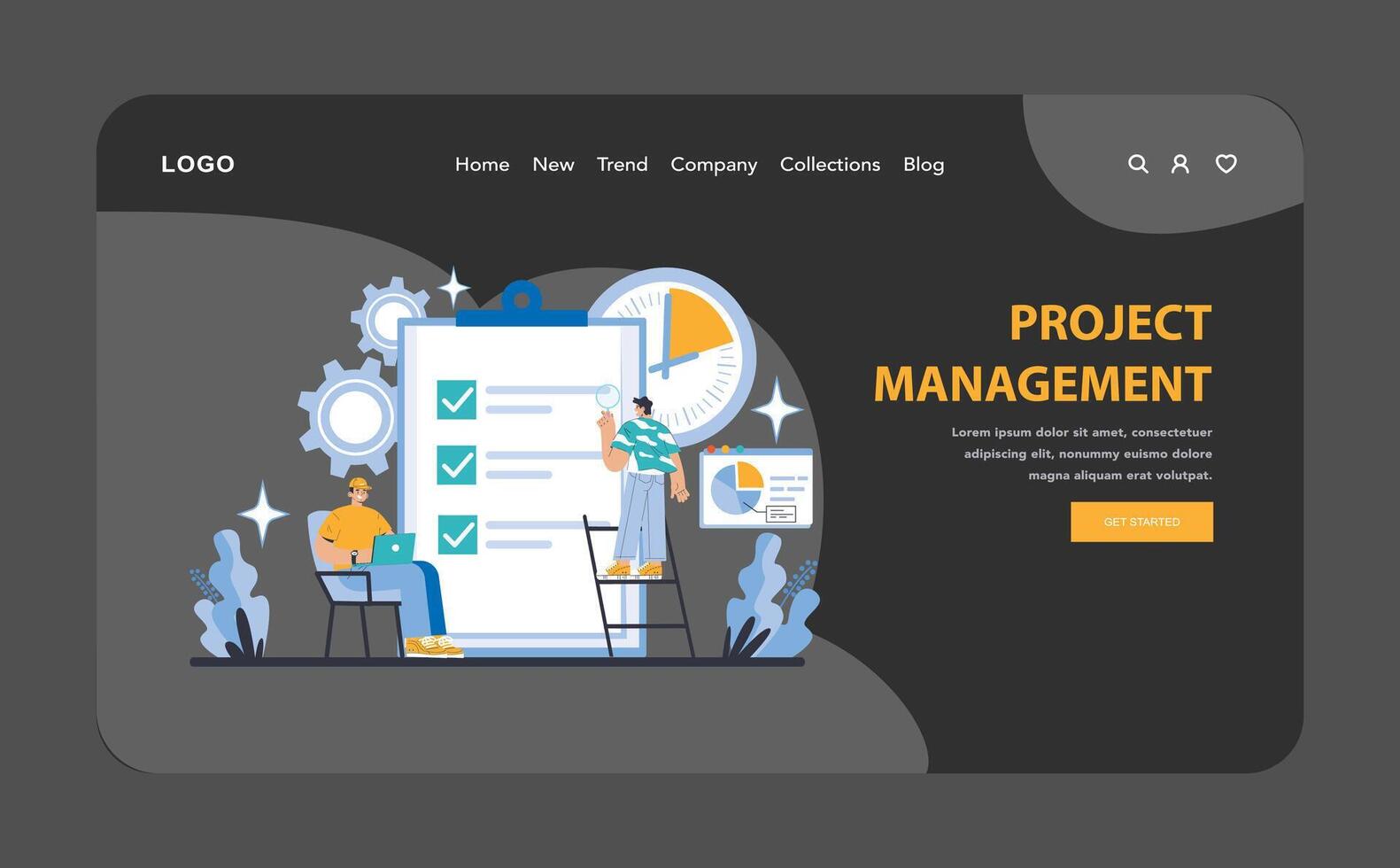 Management and support concept. Flat illustration. vector