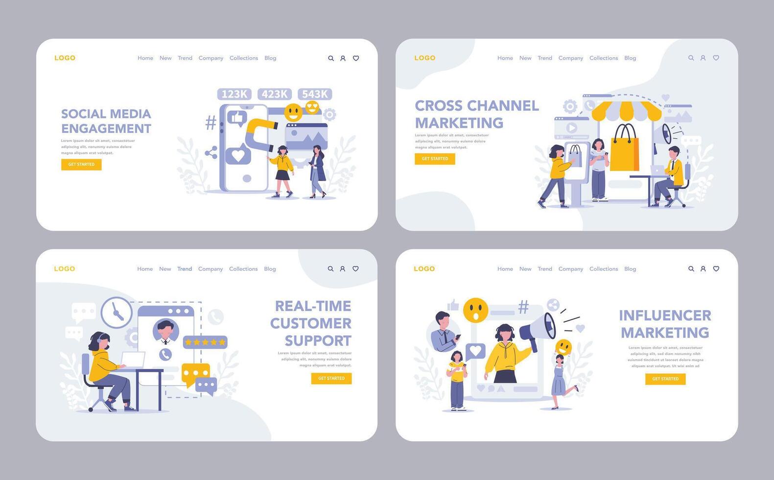 Customer Interaction in marketing concept. Flat illustration vector