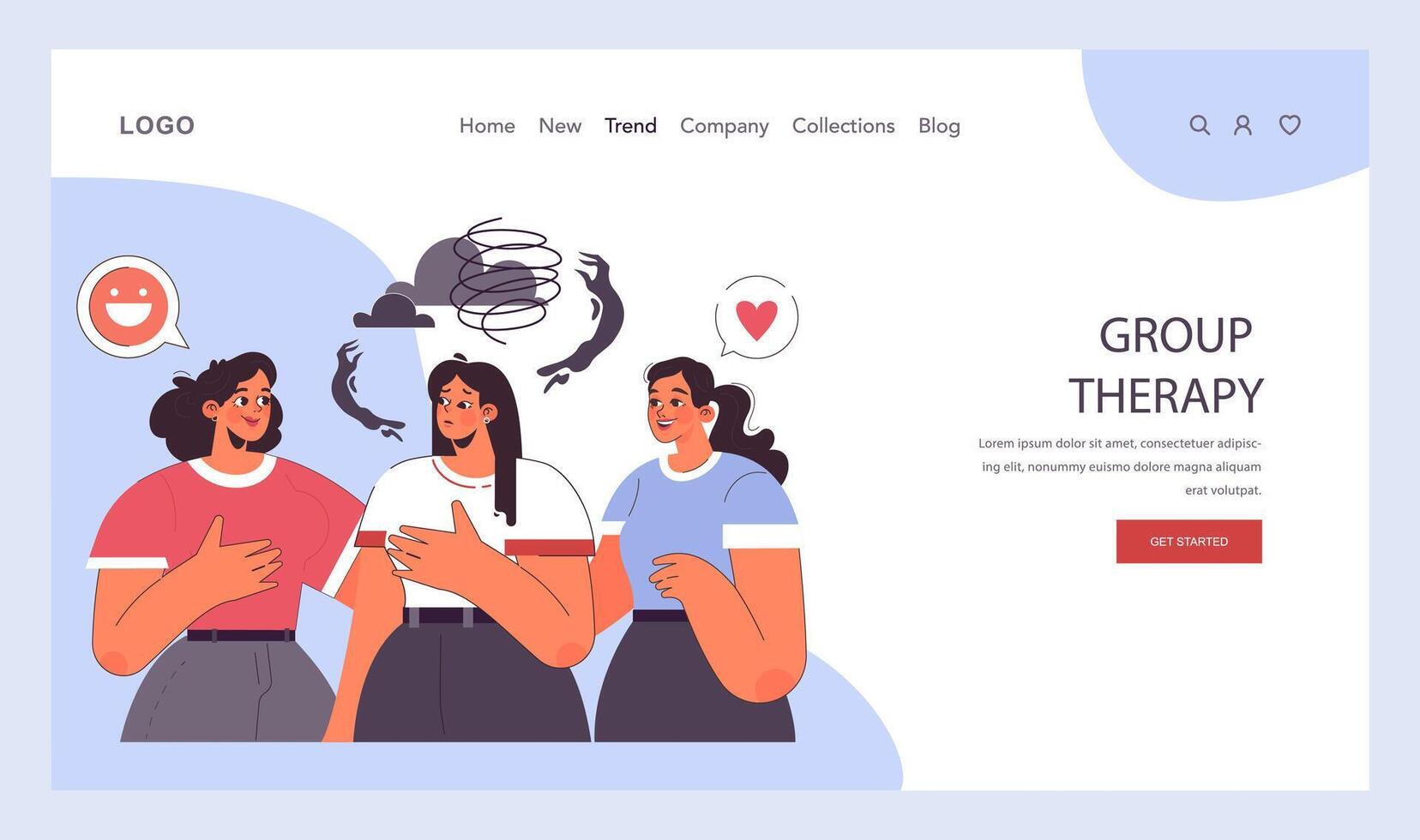 Post traumatic stress disorder web banner or landing page. Woman suffering vector