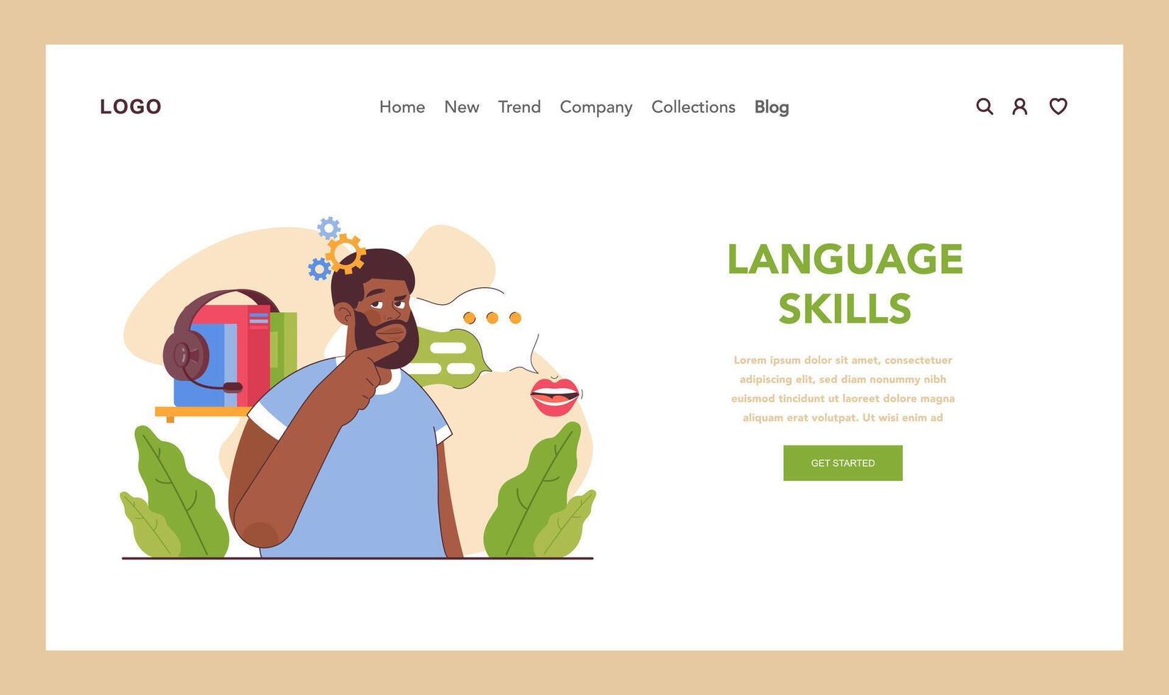 Cognitive skill web banner or landing page. Human cognitive function vector
