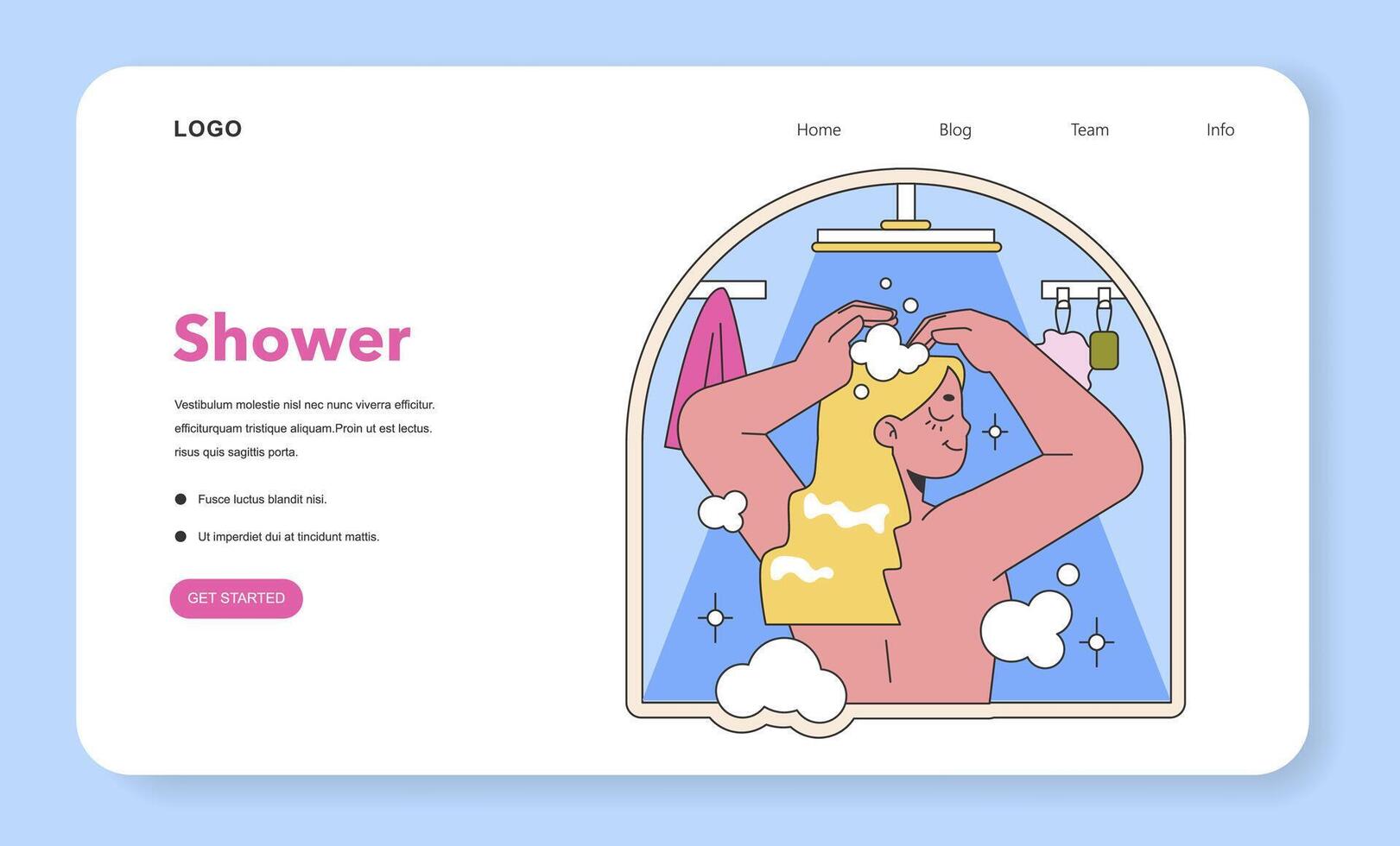 Refreshing shower routine illustration. Flat illustration vector