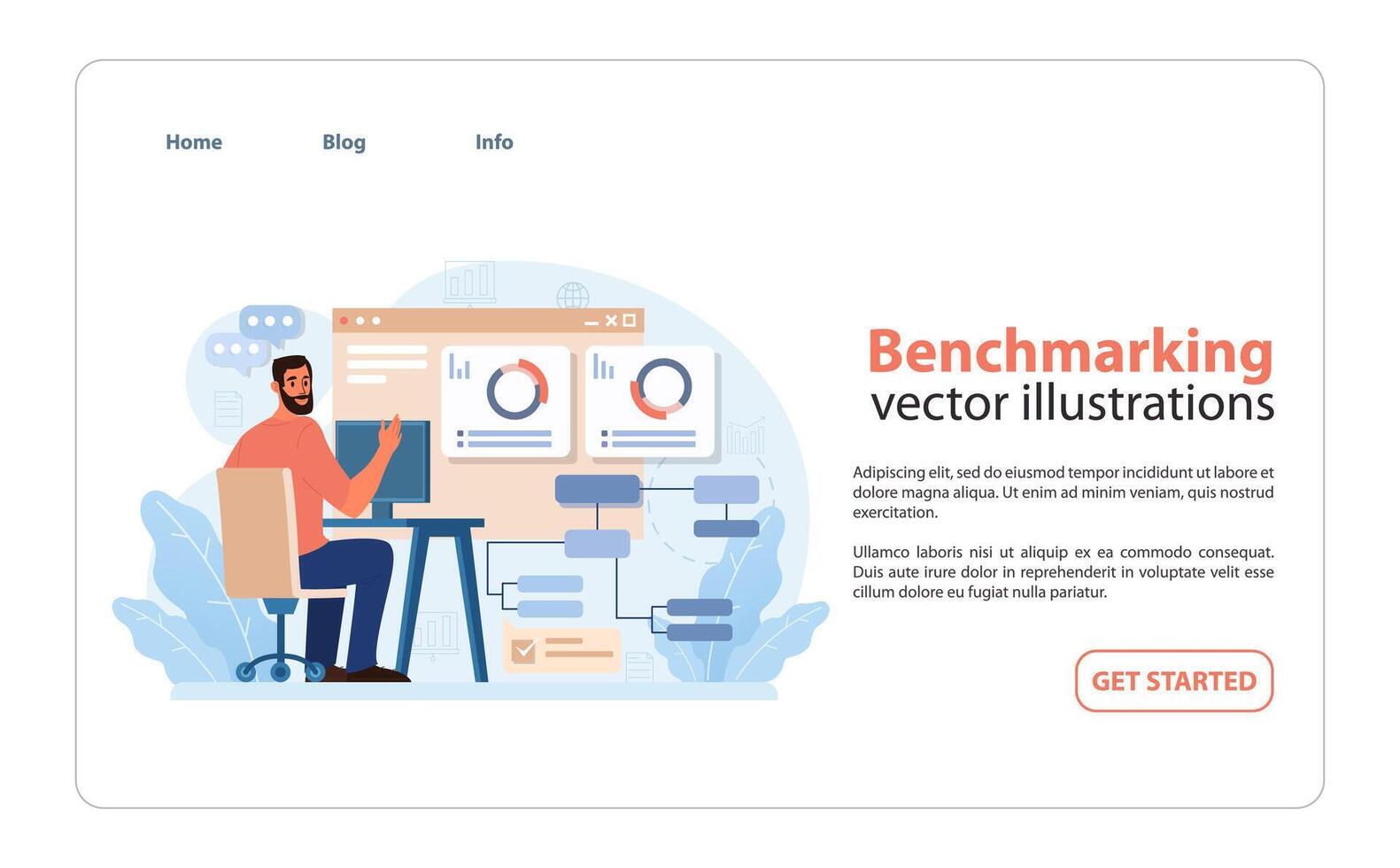 Benchmarking Analysis . An expert analyzes performance metrics. vector