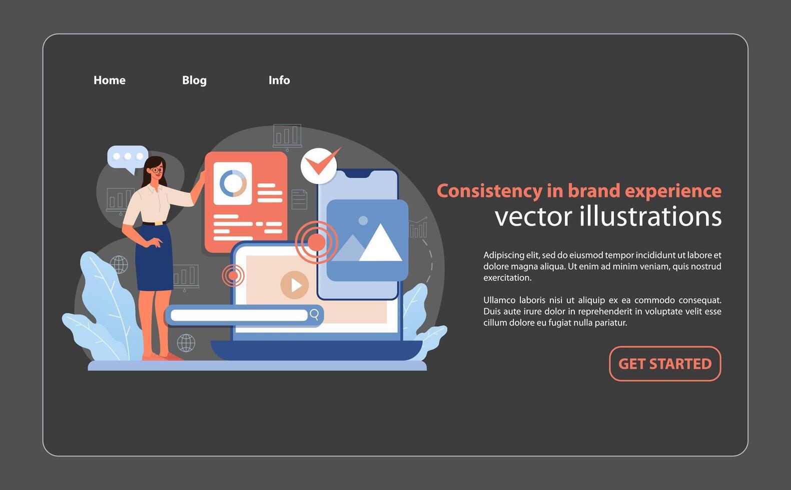 Brand Consistency Experience. An illustrative representation of maintaining uniformity. vector