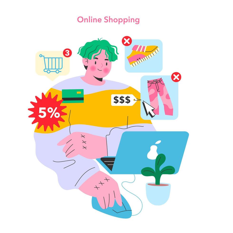 Online Shopping Experience. illustration. vector