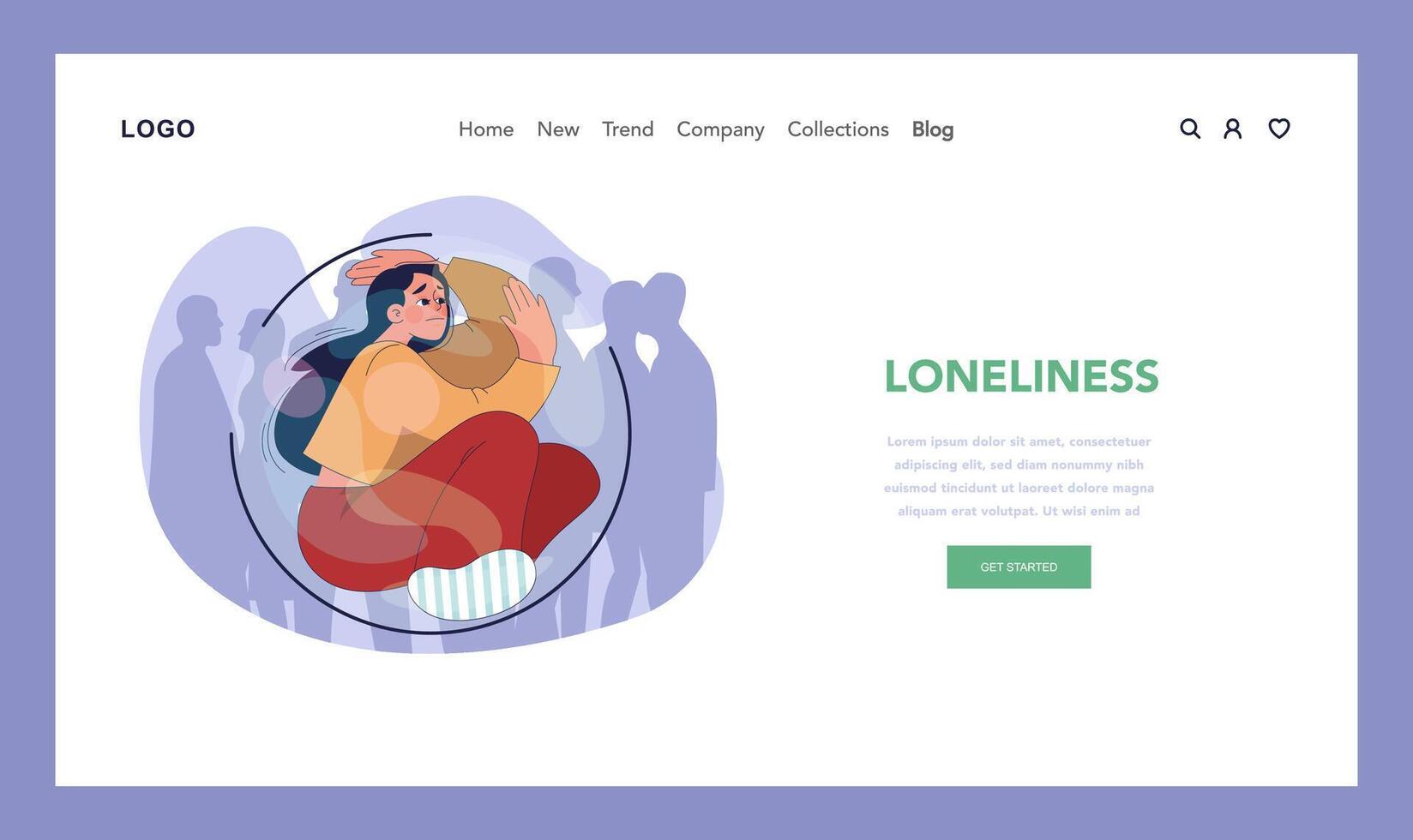 Loneliness concept. Flat illustration vector
