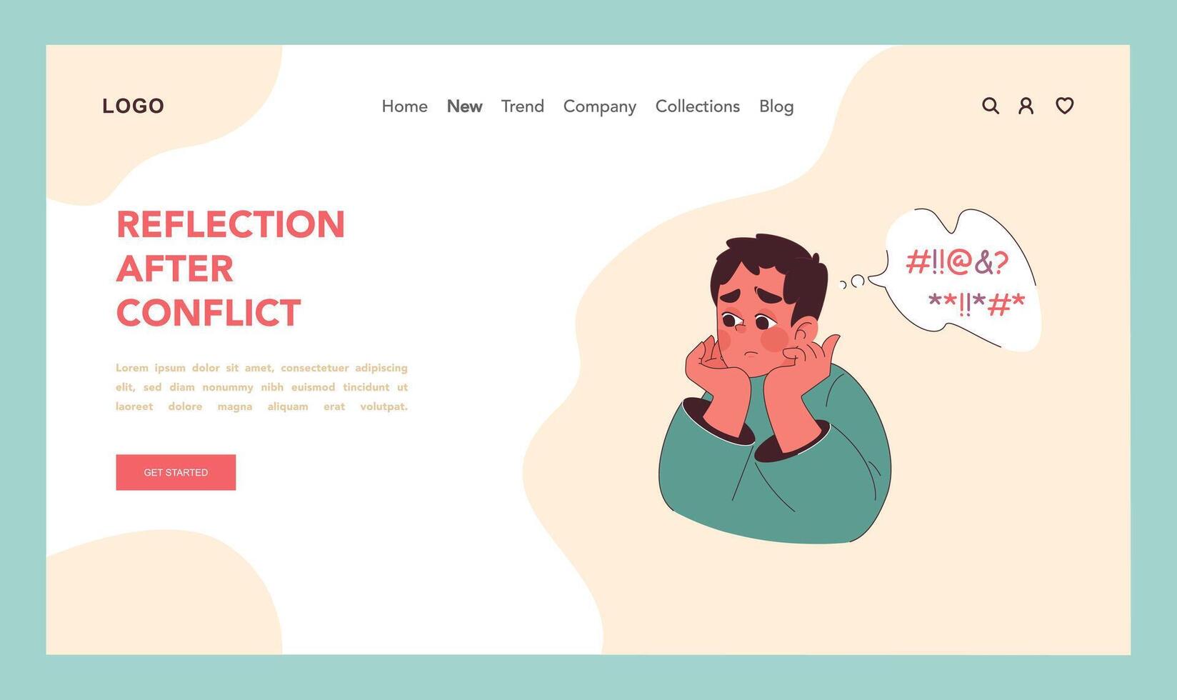 Reflection after Conflict concept. Flat illustration vector