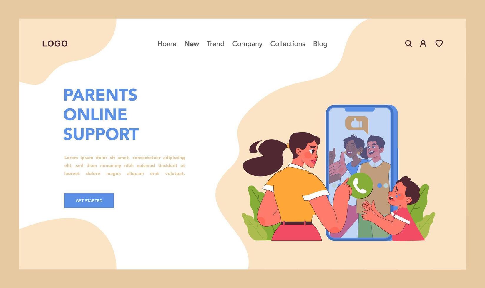 Parents online support concept. Flat illustration vector