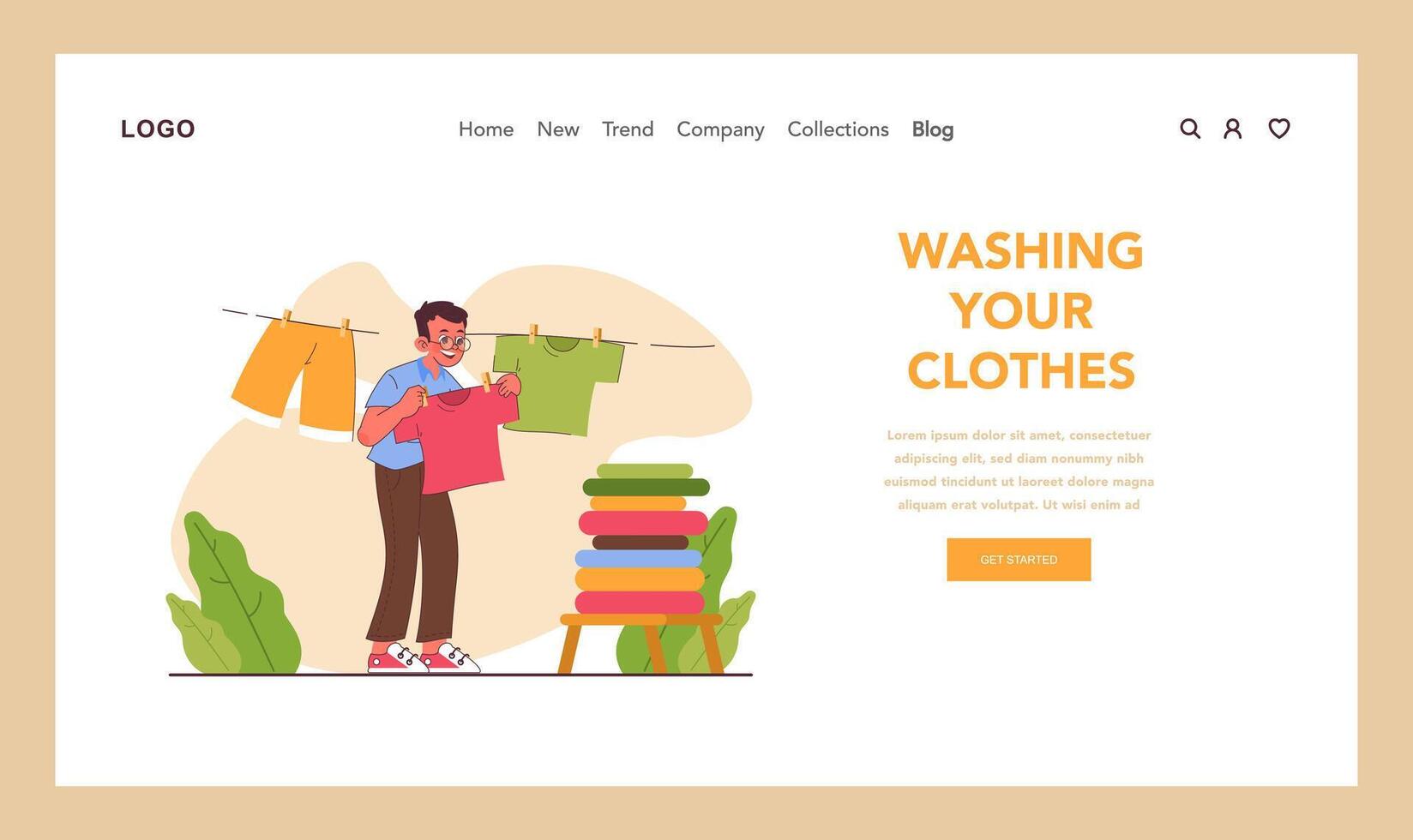 Child doing household chores web banner or landing page. Formation vector
