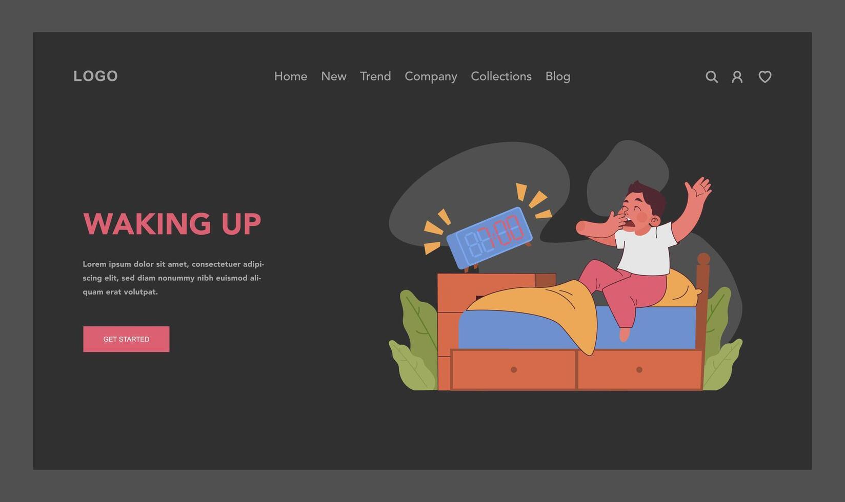 Waking up concept. Flat illustration vector