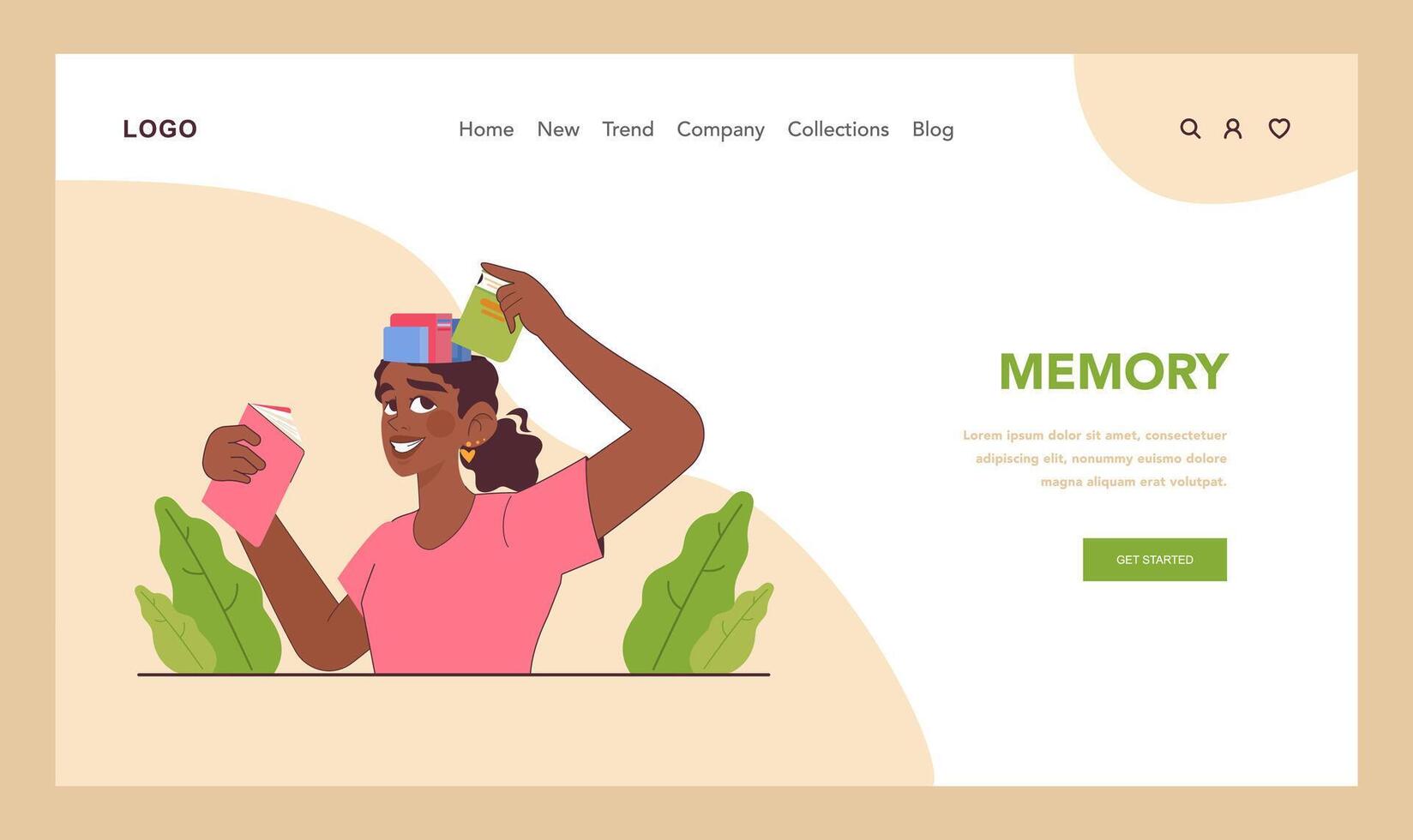 Cognitive skill web banner or landing page. Human cognitive function vector