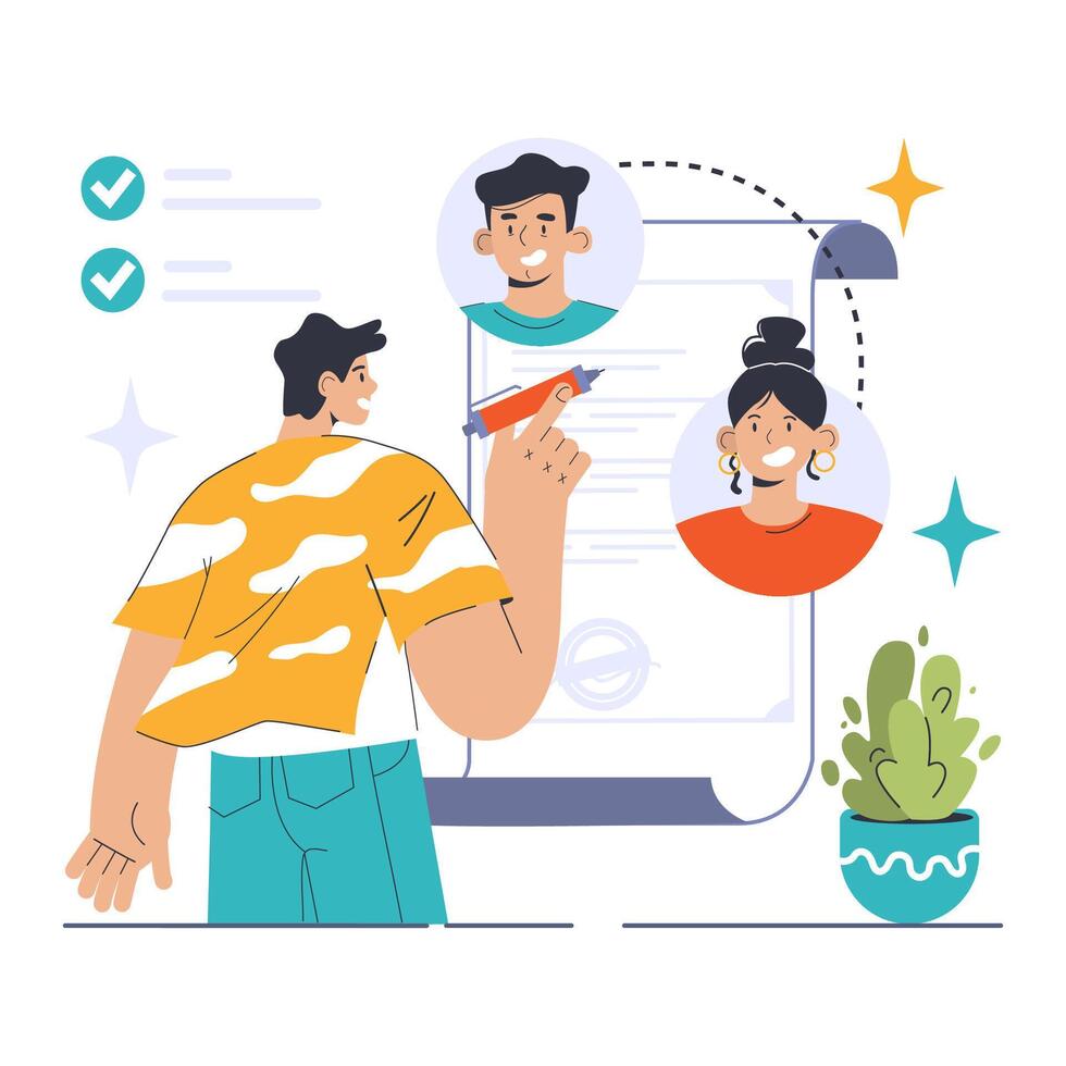 Collaborative Editing concept. Flat illustration vector