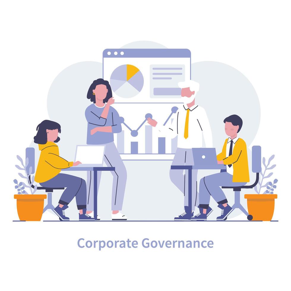 Strategic Management and Finance concept. Flat illustration. vector