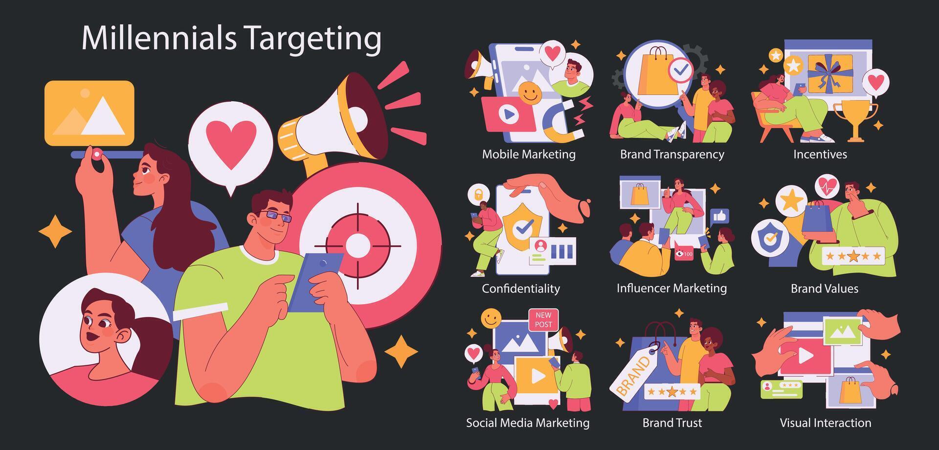 Millennials Targeting. Flat Illustration vector