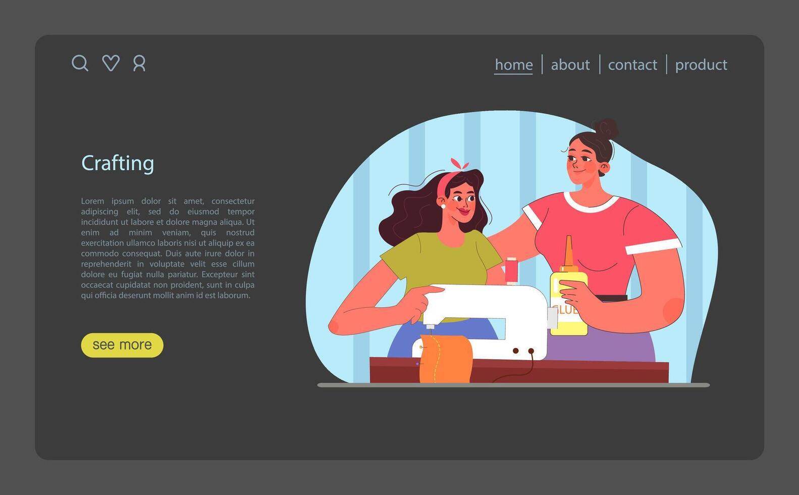 Crafting session concept. Friends sharing creative hobbies. vector