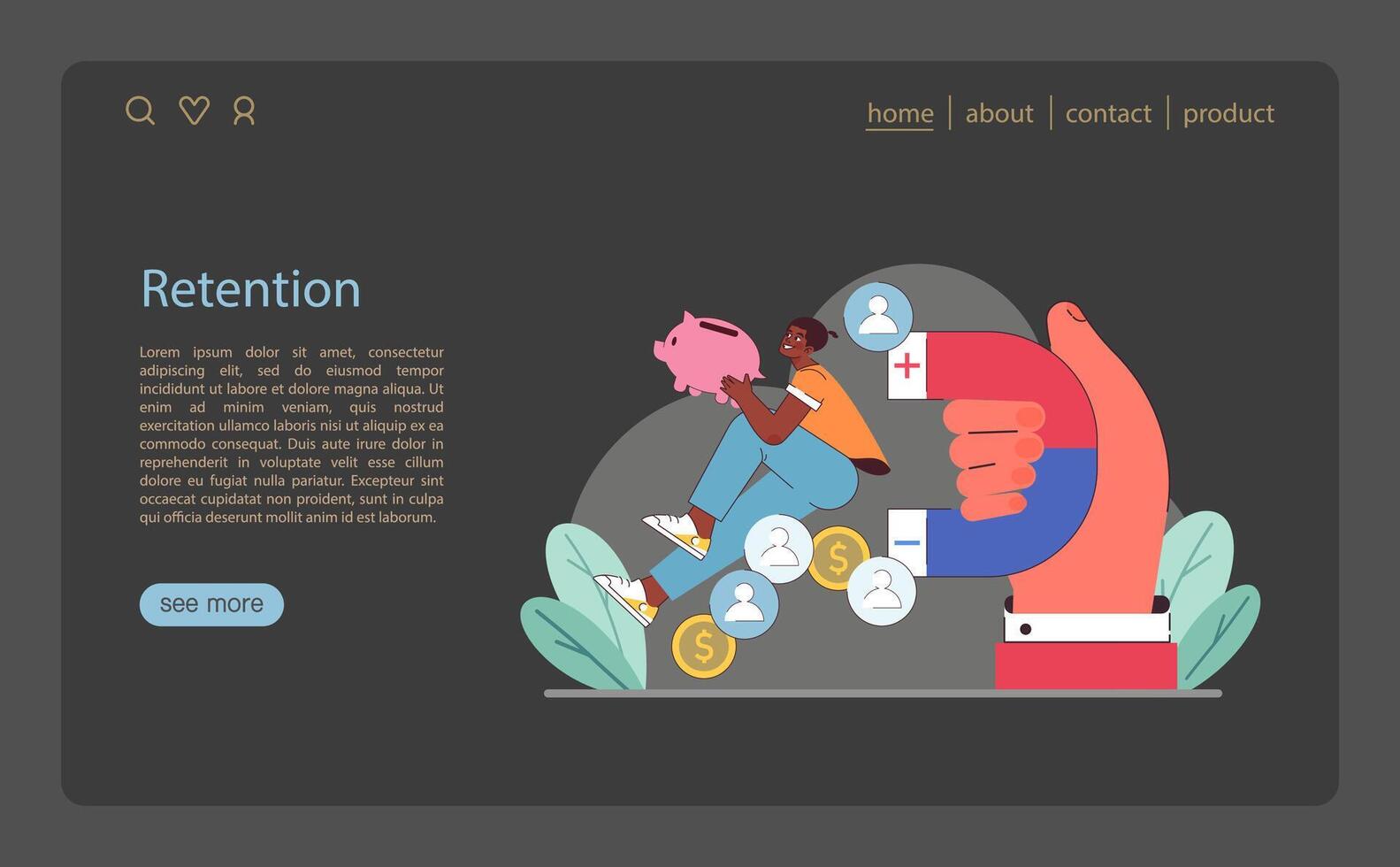 Customer retention concept. Depicts saving strategy, client satisfaction. vector