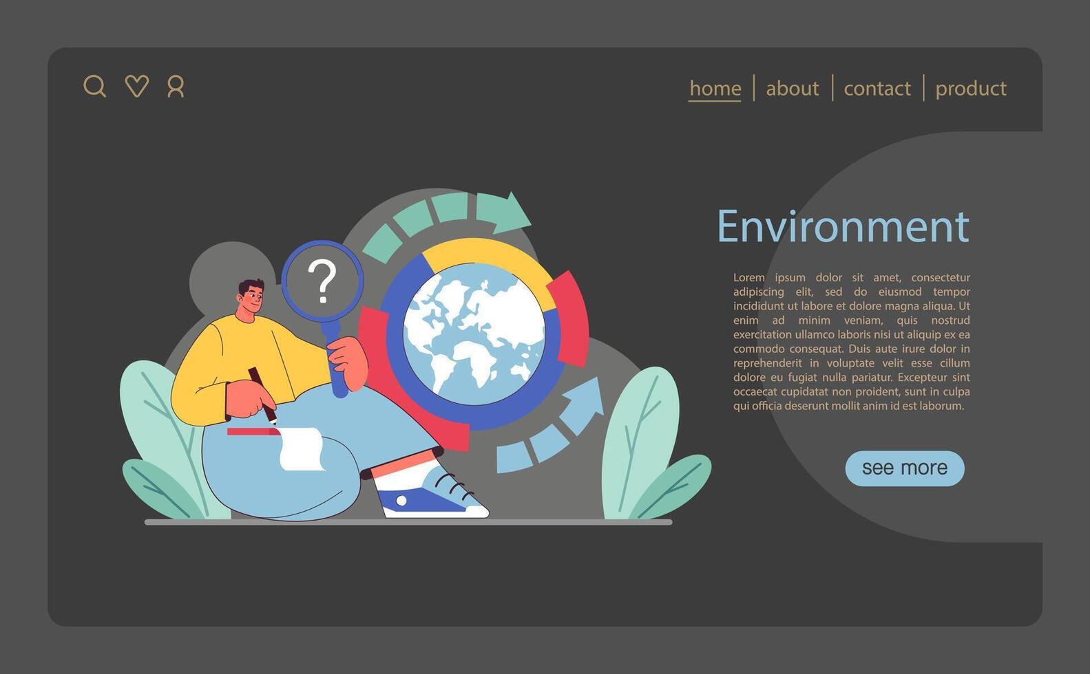 Environmental analysis in PEST framework. Analyst evaluating ecological factors with global implications. vector