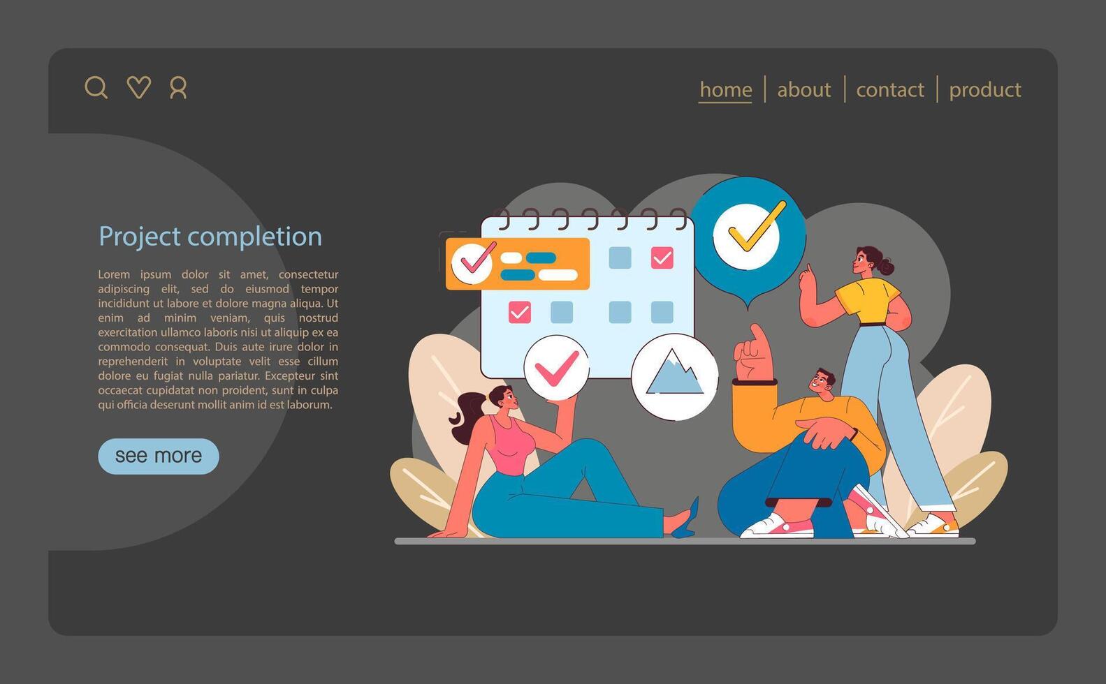 Project Completion in IT project management. Captures the moment of achieving milestones vector
