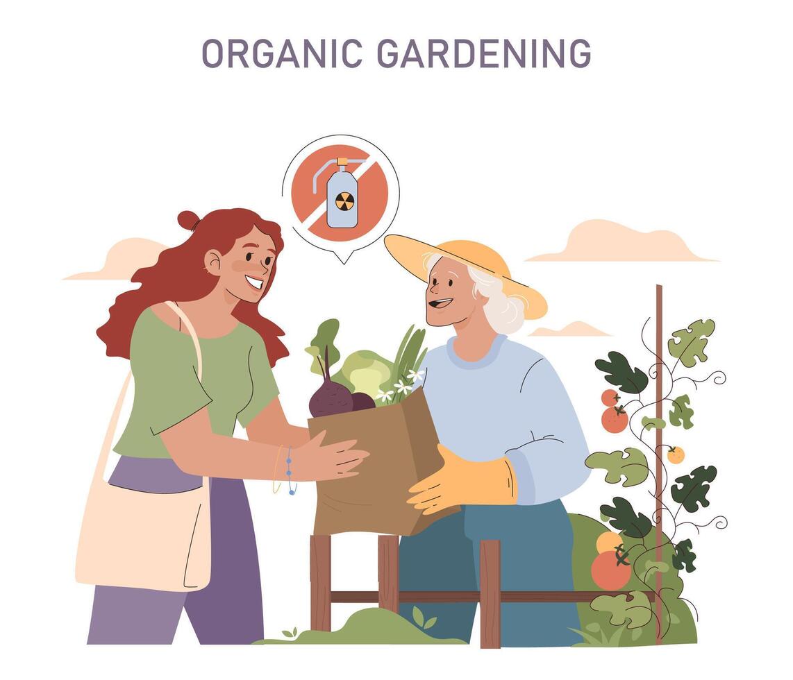 Organic gardening concept. vector