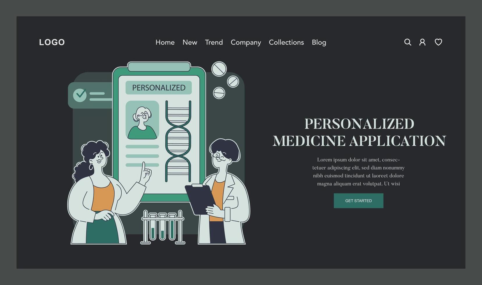 Tech Enabled Health. Flat Illustration vector