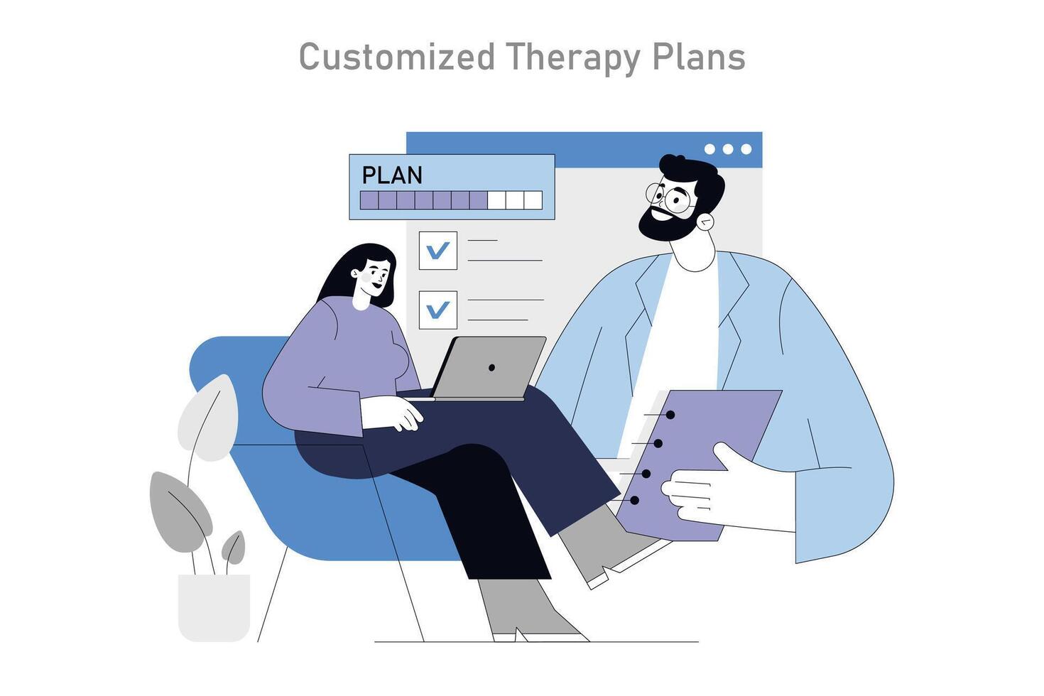 Integrative Psychotherapy. Flat Illustration vector