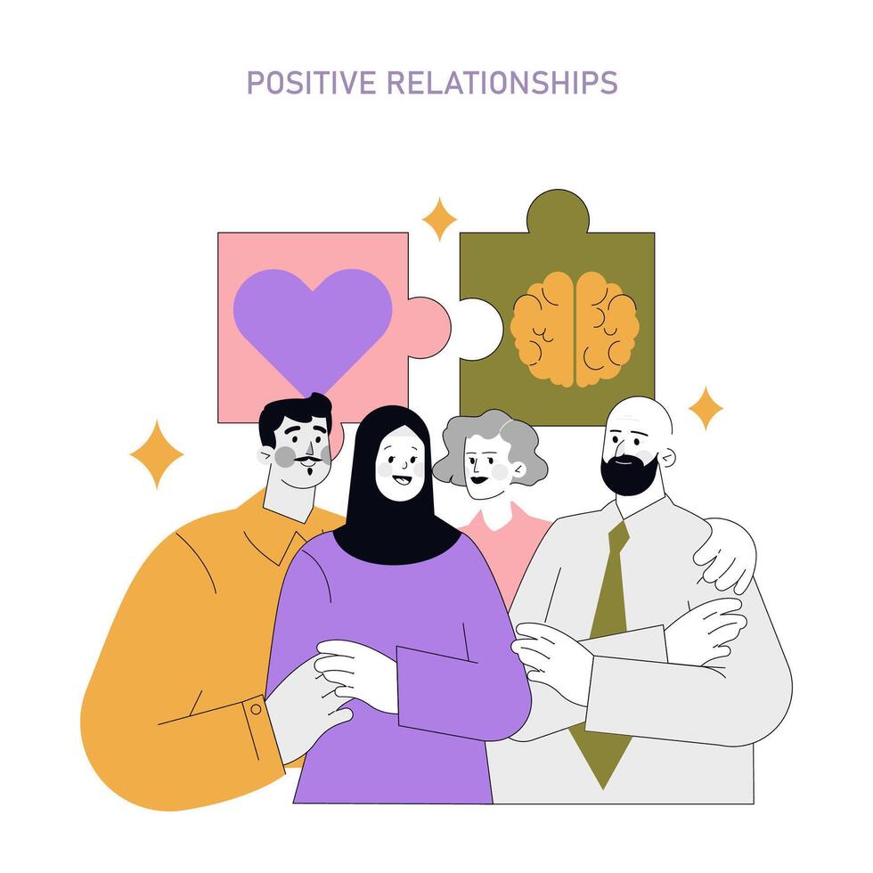 Positive Psychology. Flat Illustration vector