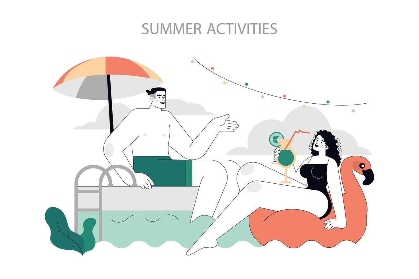 Summer Activities. Flat Illustration vector