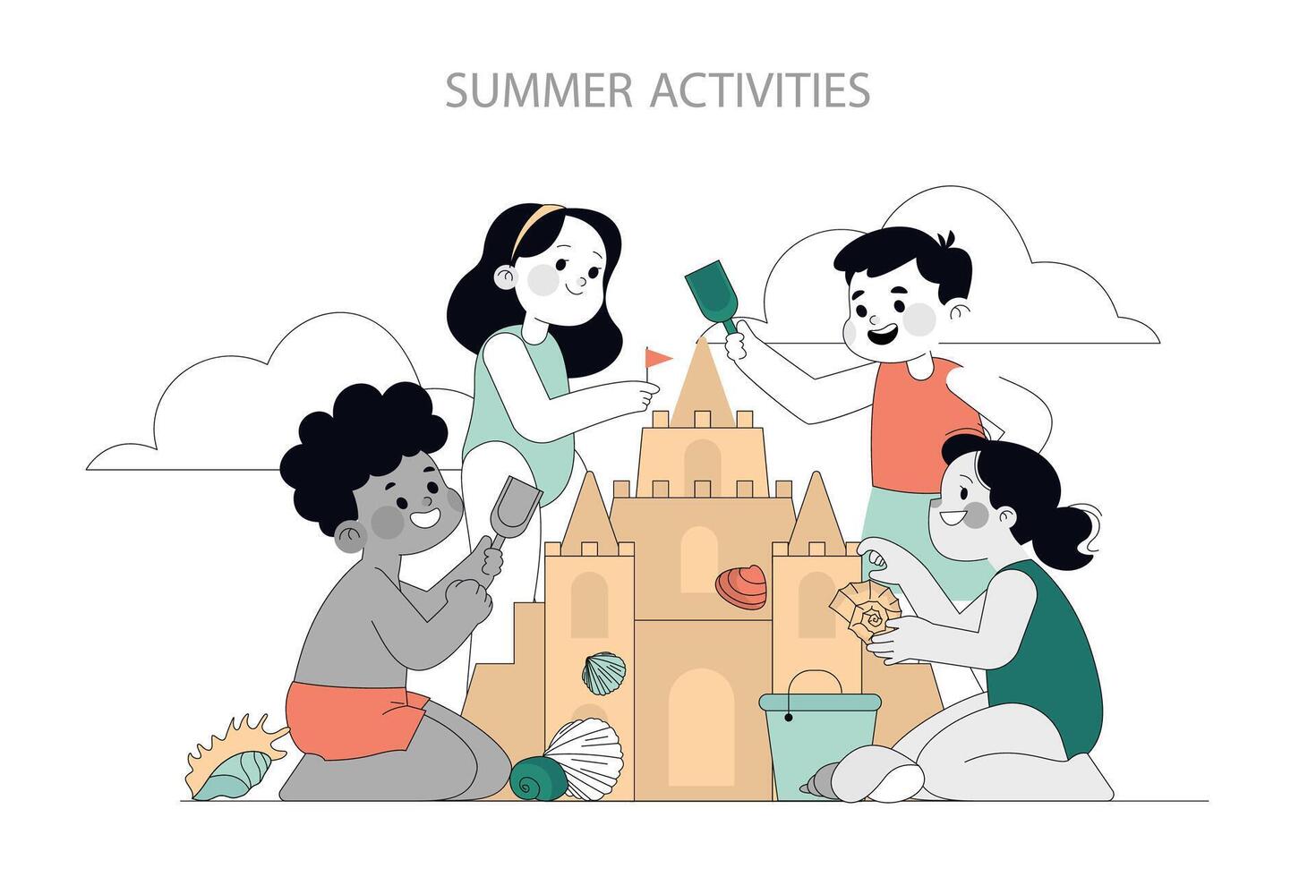 Summer Activities. Flat Illustration vector