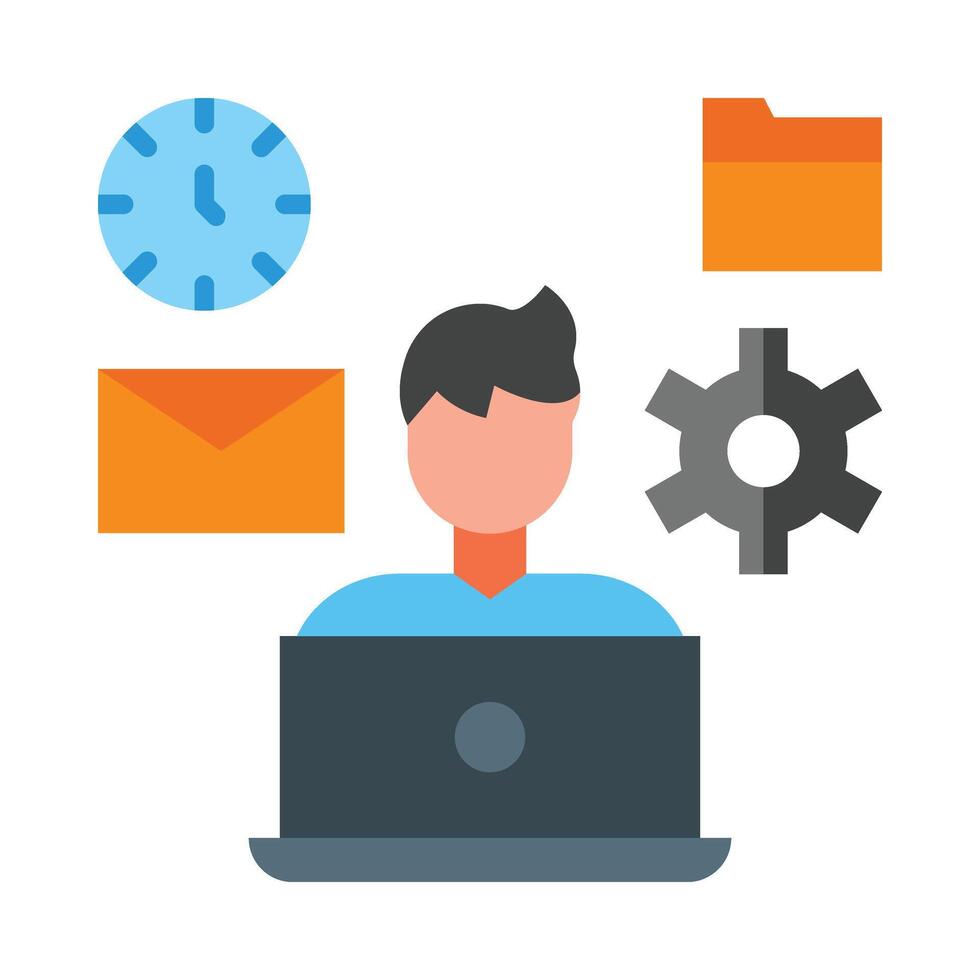 Multitasking Flat Icon Design vector