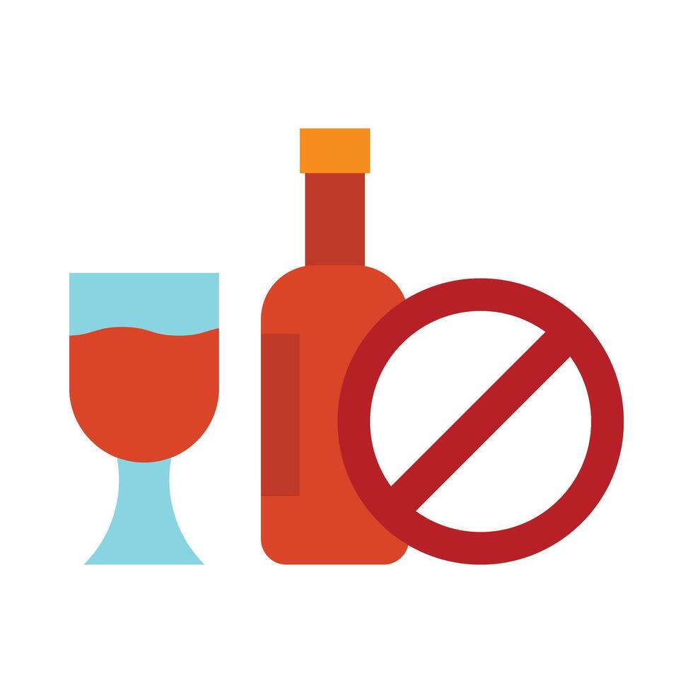 No Alcoholic Drink Flat Icon Design vector