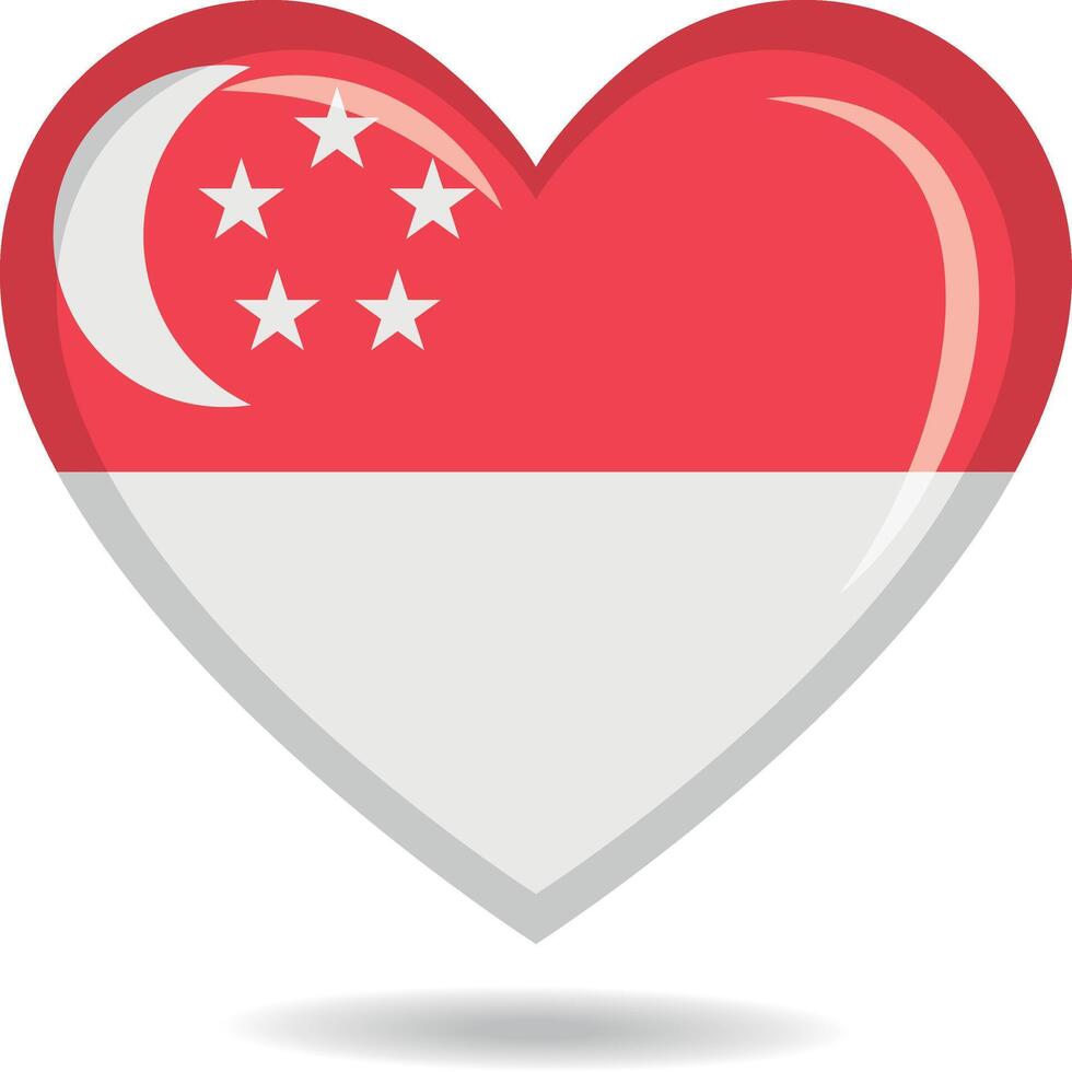 Singapore national flag in heart shape illustration vector