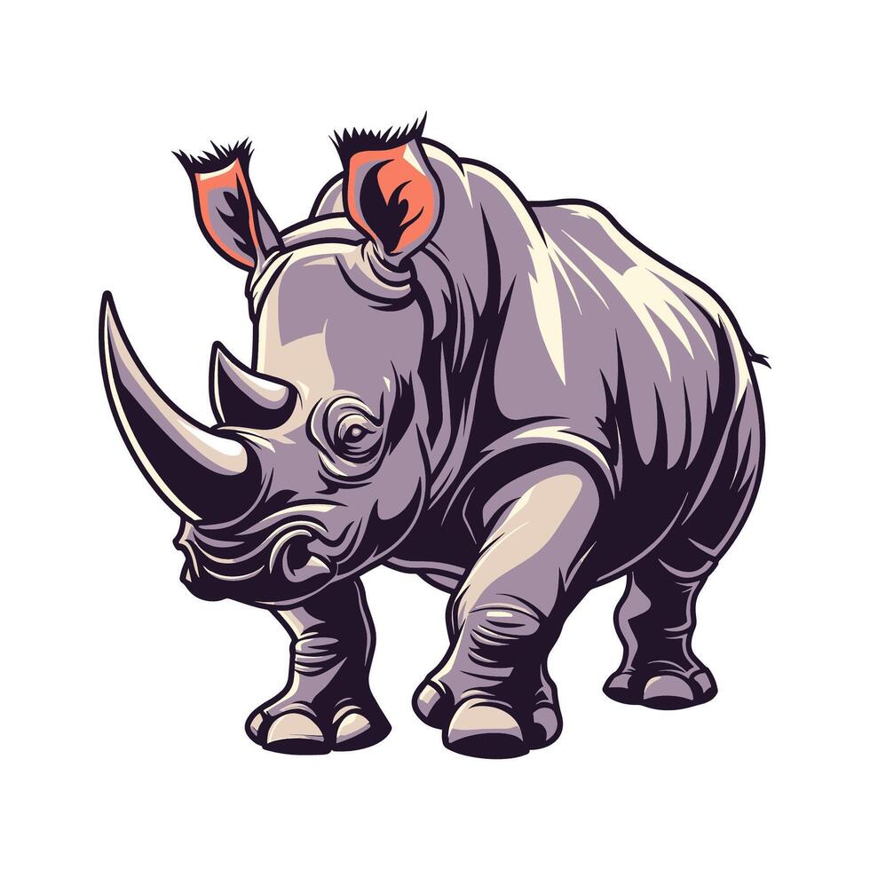 Rhino with a Prominent Horn vector
