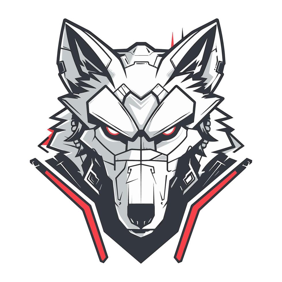 Mecha Wolf with Laser Eyes logo vector