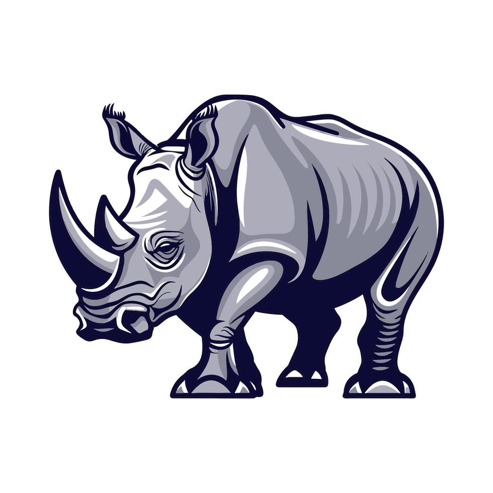 Rhino with a Prominent Horn vector