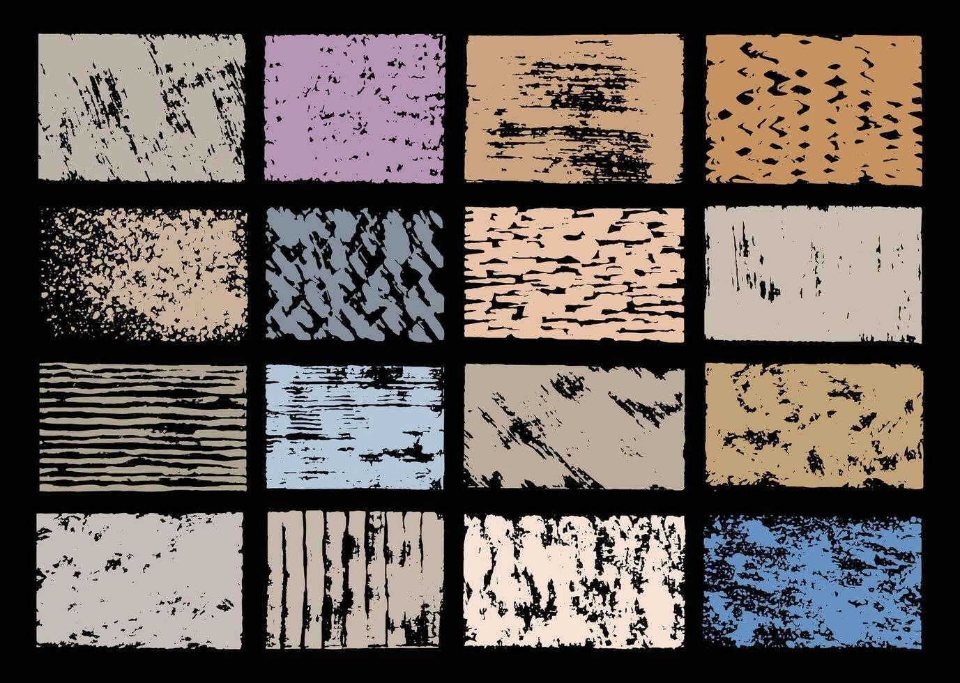 Abstract paint texture layout set. Rough grunge background template bundle. vector