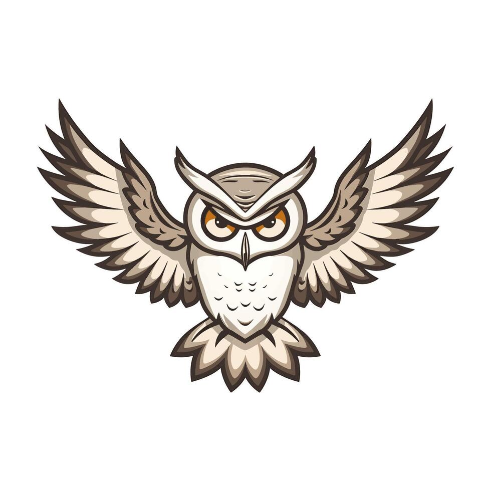 Owl with Spread Wings in Flight vector