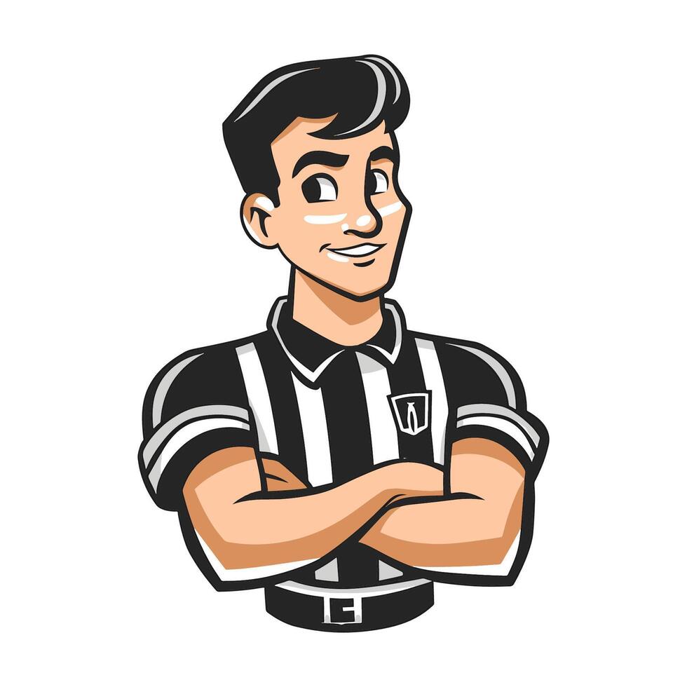 illustration of referee in black and white shirt vector