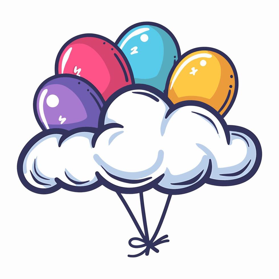 Cloud with Balloons vector