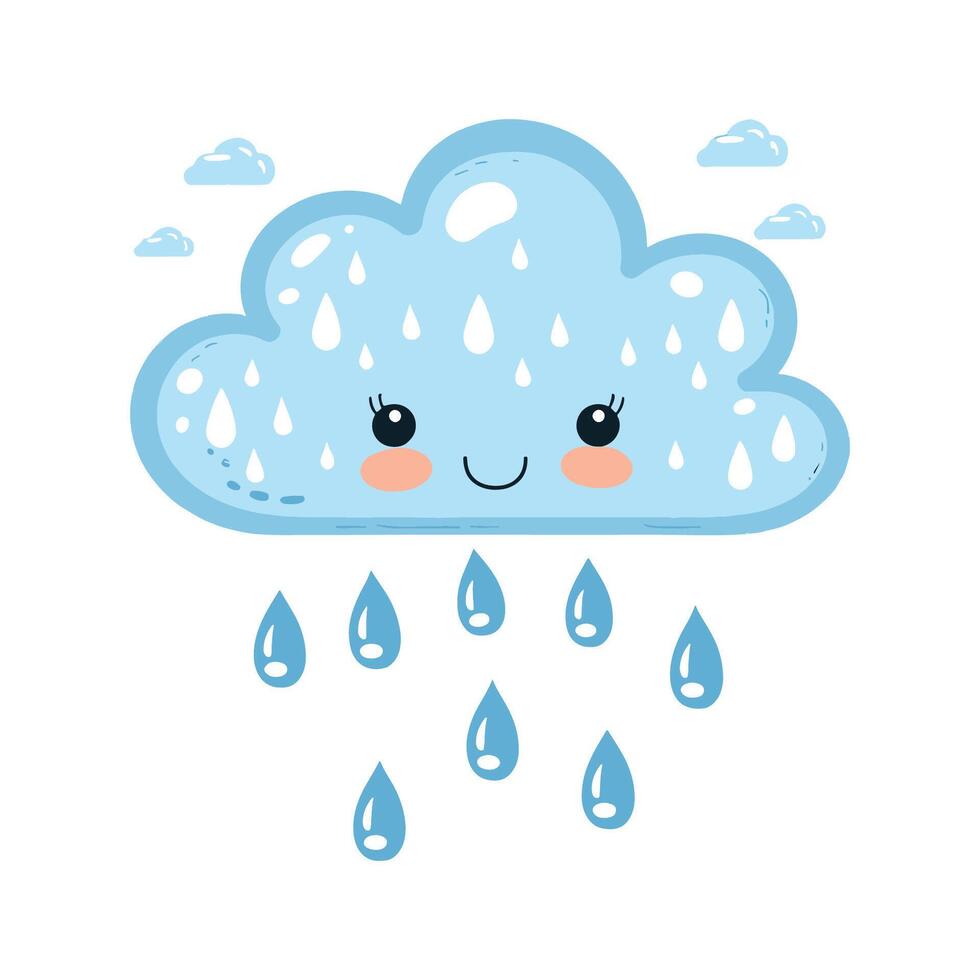 Cloud with Raindrops vector