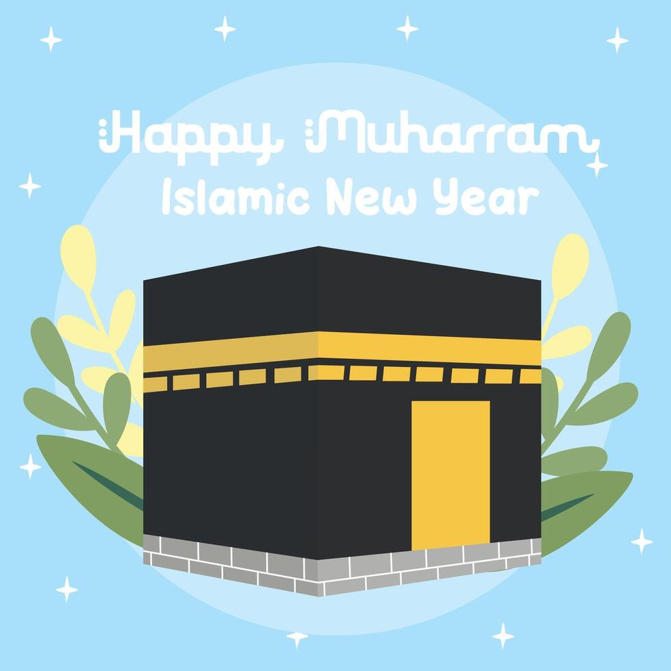 Hand drawn islamic new year illustration. Flat muharram illustration vector
