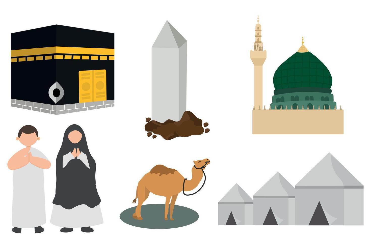 Hajj and umrah illustration set for Infographic elements or etc vector